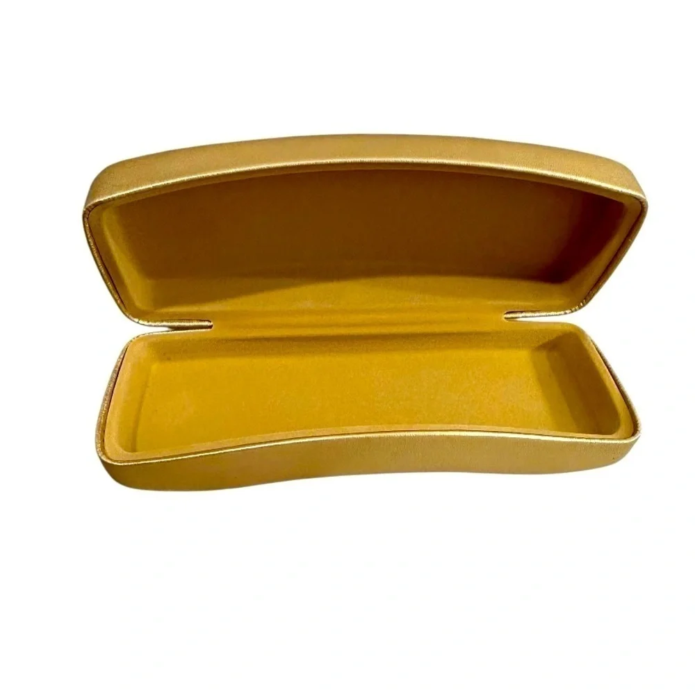Gold Eyeglass Case with Black Text “ STAY FOCUSED”